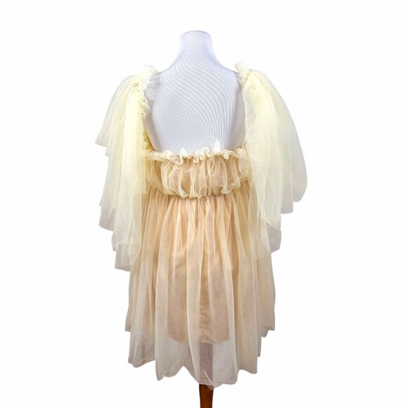 Tulle Off Shoulder Flowey Mini Dress Women's L Large  Prom Homecoming Sexy Party - Picture 4 of 8